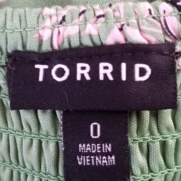 Torrid Green Floral Smocked Midi Dress | Size 12 | Ruffle Strap - Picture 5 of 7